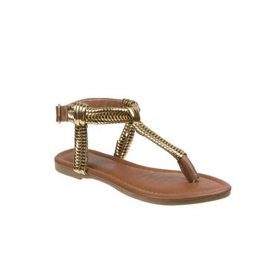 Petalia Girl Thong Kids Flat Sandals, Brown, 1