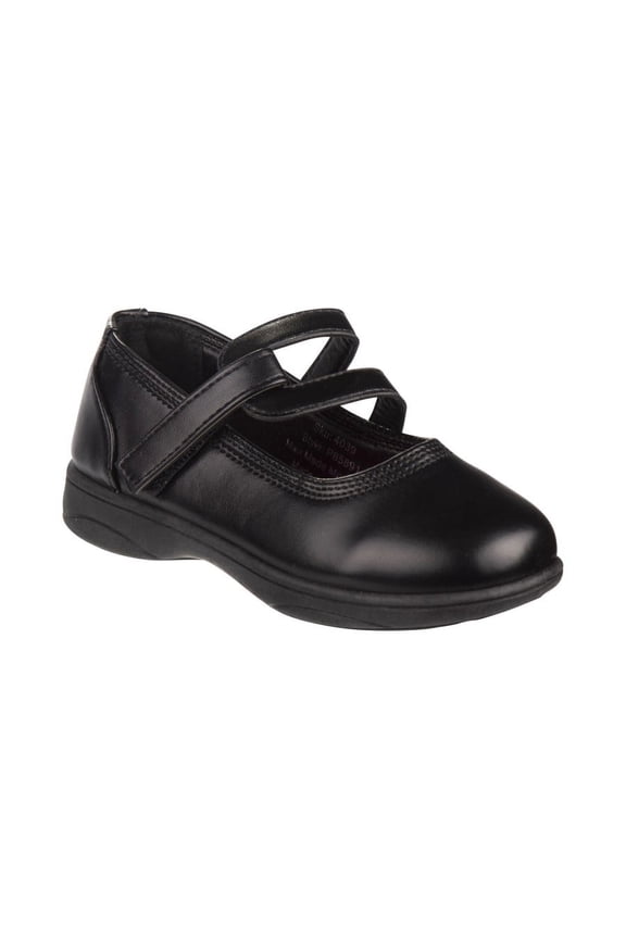 Girls' Double Strap Tween Hook & Loop School Shoes - Black, 9