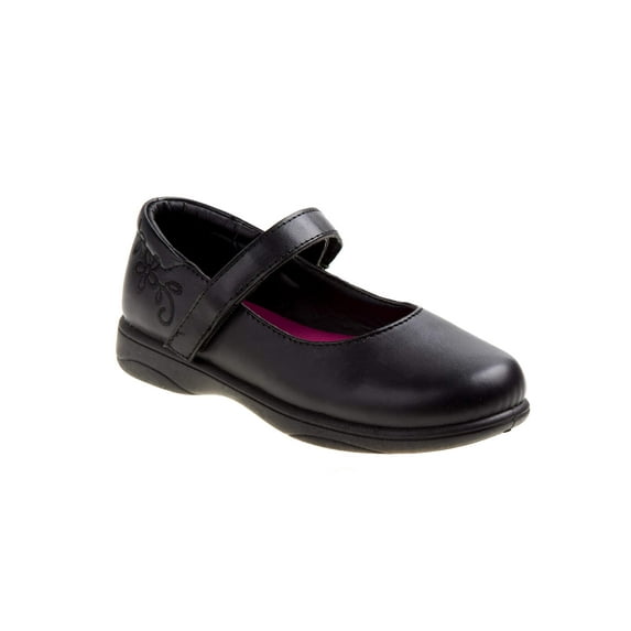 Petalia Girls' Embroided Hook & Loop Faux Leather School Shoes (Little Kids)
