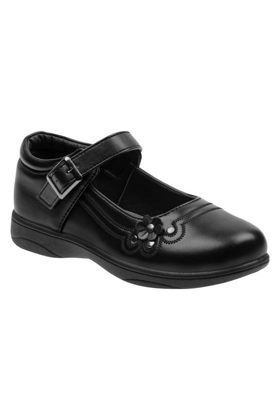 Girls' Faux Leather Details Buckle School Shoes (Big Kids) - Black, 2
