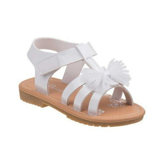 Petalia Girls' Front Tie Patent Material With Hook&Loop Closure Sandals