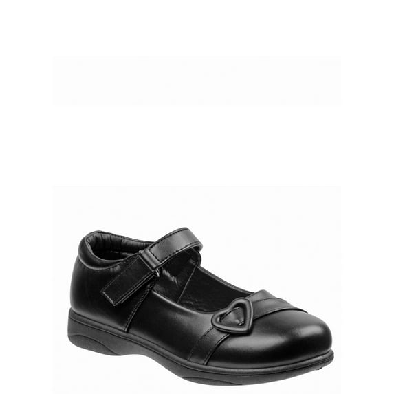 Petalia Girls' Hook & Loop Faux Leather School Shoes with Strapped Heart (Big Kids)
