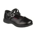 thumbnail image 1 of Petalia Girls' School Shoes with Double Mid strap with floral shaped buckle accent - Black, 1, 1 of 5