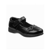 Petalia Girls' Strapped Heart Tween Hook & Loop School Shoes - Black Pink, 9