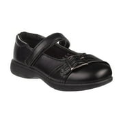 Petalia Girls Tween Faux Leather Strapped Buckle Accent School Shoes - Black, 10