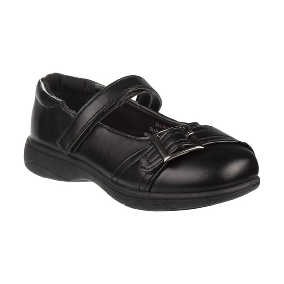 Petalia Girls' Tween Faux Leather Strapped Buckle Accent School Shoes - Black, 9