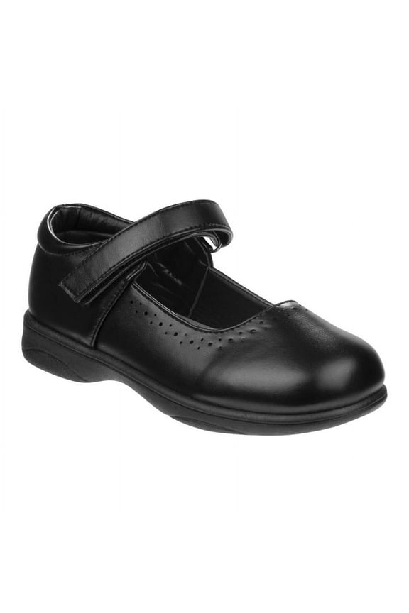 Girls' Tween Floral Faux Leather Flat Heel School Shoes - Black, 1