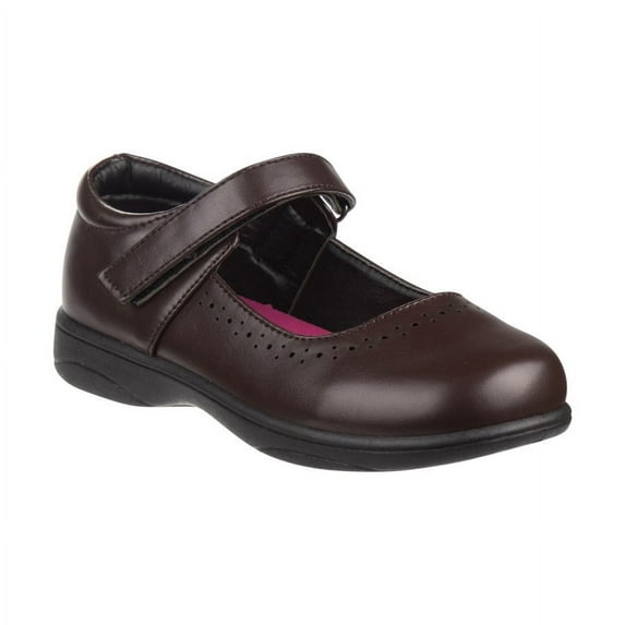 Petalia Girls' Tween Floral Faux Leather Flat Heel School Shoes - Brown, 10