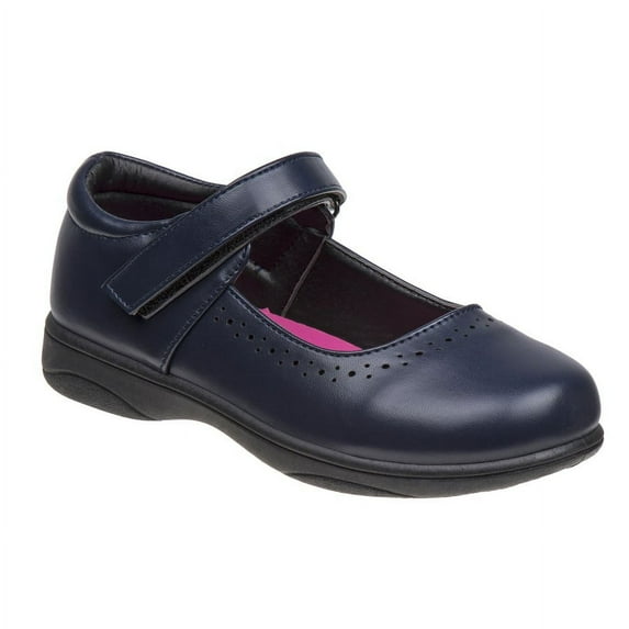 Petalia Girls' Tween Floral Faux Leather Flat Heel School Shoes - Navy , 11