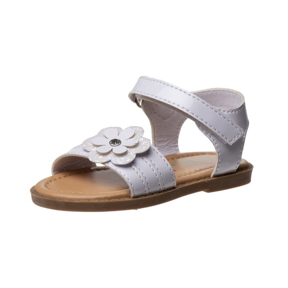 Petalia Hook And Loop Toddler Girl'S Flower Open Toe Strap Sandals, White, 9