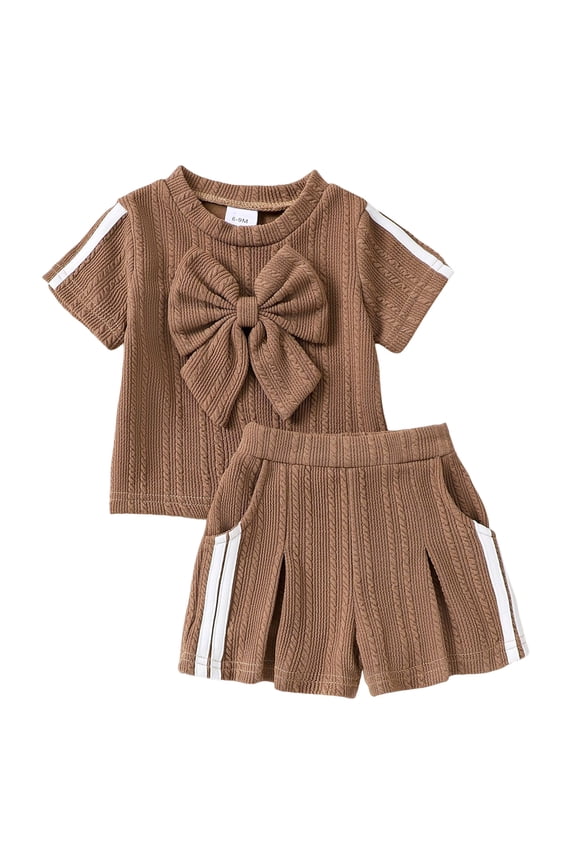 Boys 2 Piece Polo Short Sleeve Smmer Outfits Set, 4-8 Years Kids Casual Short Clothes Set size 5 6 (Brown, 6-9 Months)