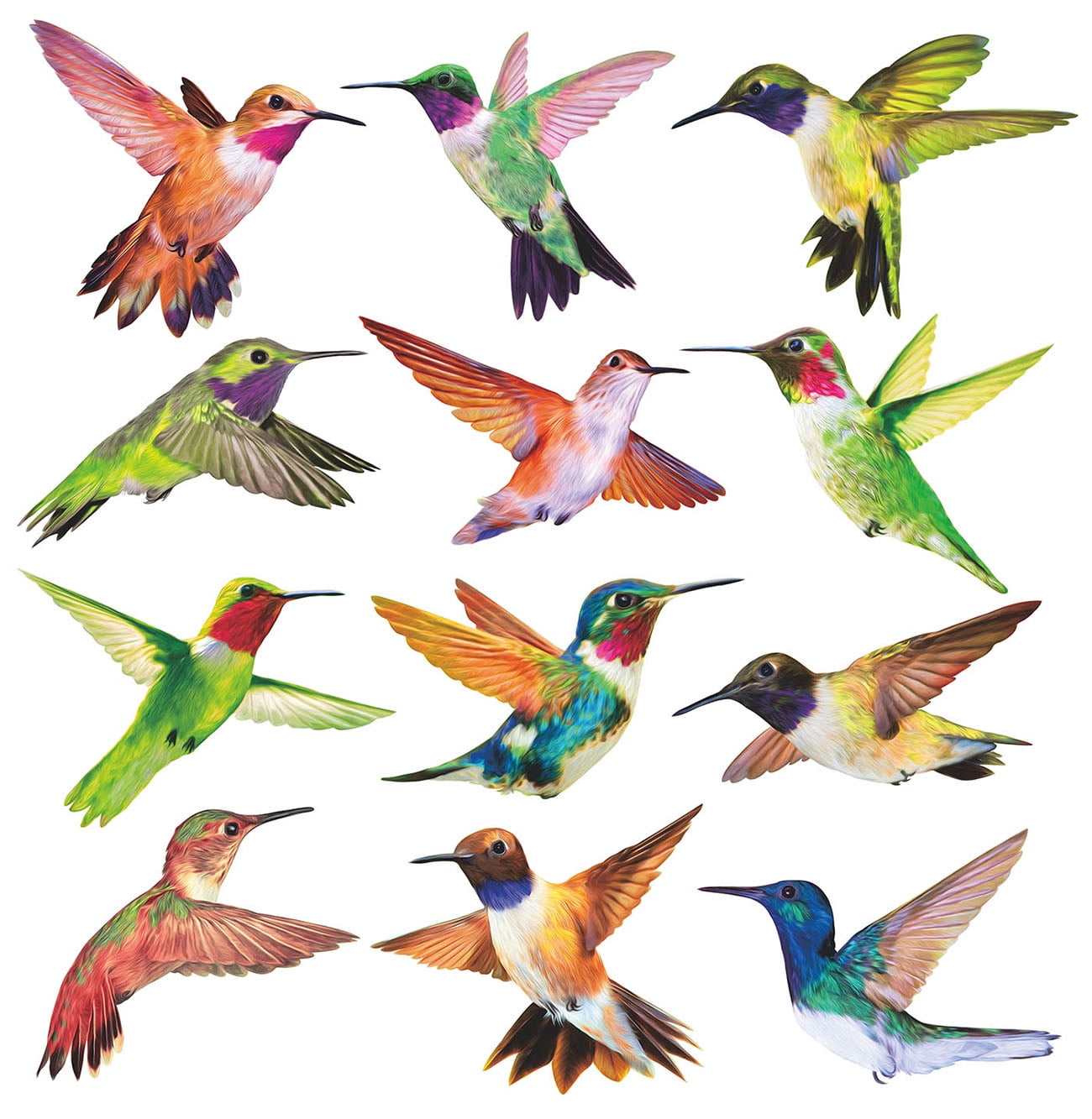 Petallo Anti-Collision Window Clings, Bird Alert Hummingbird Decals UV Resistant, Red, 12 Pieces