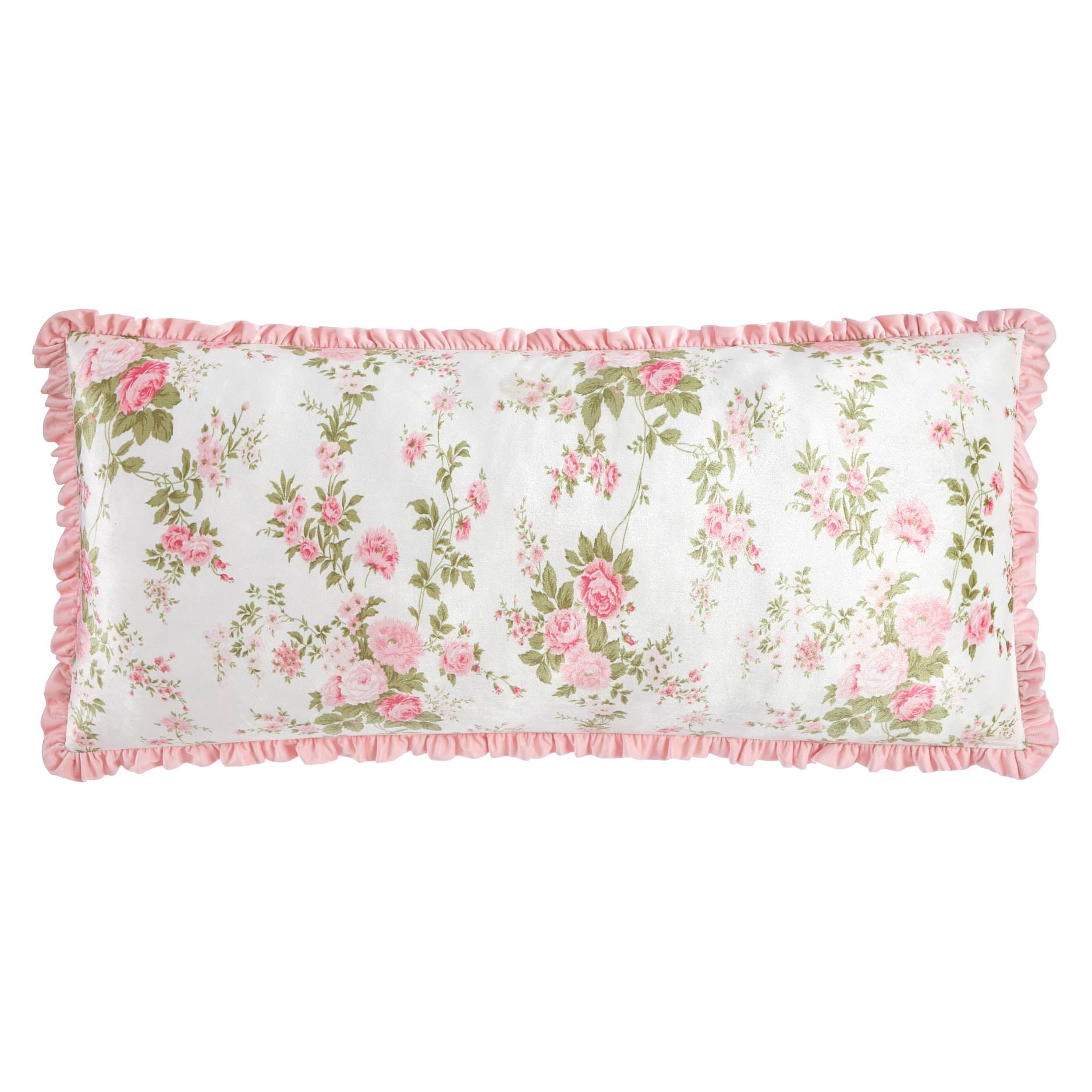 Petals and Pearls by Urban Shop 20" x 48" Ruffle Mink Body Pillow, Pink