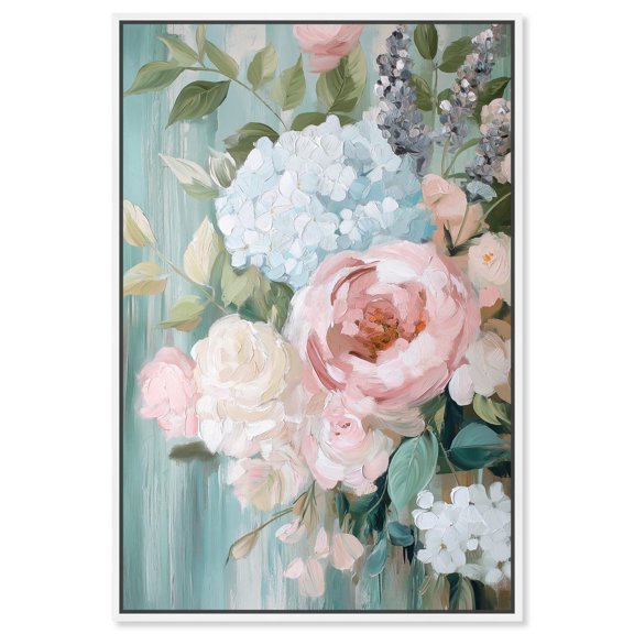 Petals of Spring II Canvas Pastel Floral Art by Art Remedy, White Frame, 30" x 45"