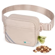 PetAmi Dog Walking Bag, 3-in-1 Crossbody Fanny Pack Treat Pouch, Beige