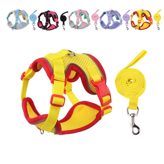 Petank Dog Harness for Small Medium Dogs No Pull, Puppy Harness and Leash Set,Step in Dog Harness for Walking, Running, Training, Small Dog Vest(Yellow)