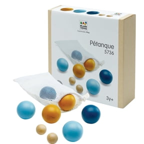 PlanToys Petanque Wooden Montessori Gross Motor and Coordination Game | Aim, Concentration and Early Math Skill Development Activity | Eco Friendly Outdoor and Indoor Throwing Set