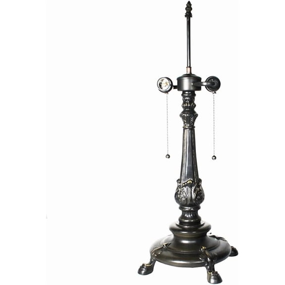 Pedestal Metal Lamp Base, Dark Bronze Finish with Gold Highlights, Nicely Weighted, 24" Tall