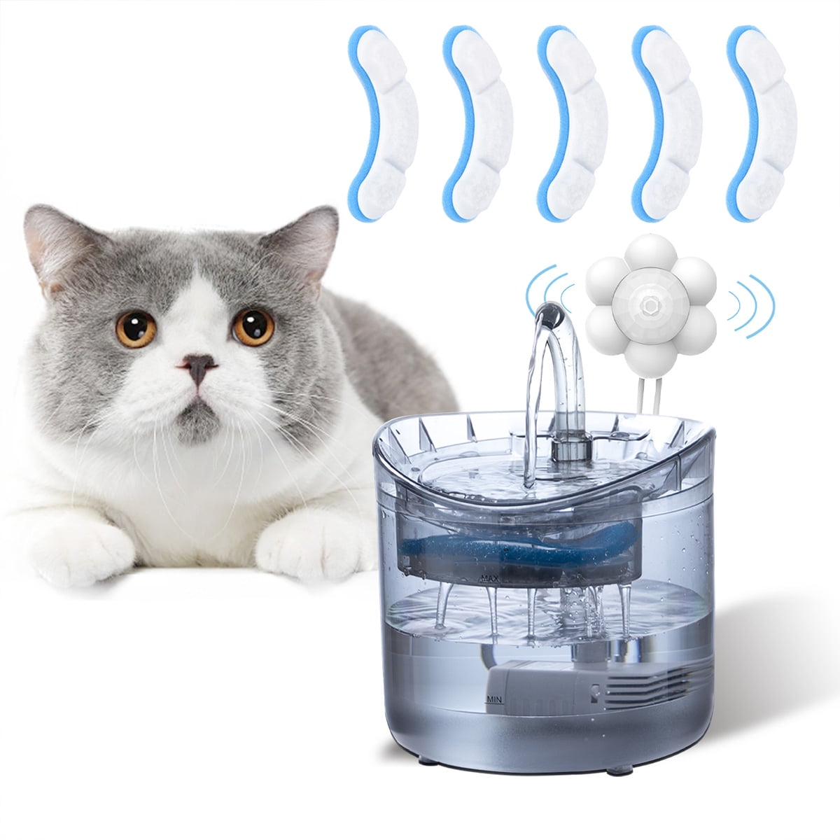 Petavista 2L/70oz Cat Water Fountain for Drinking Automatic Pet Water Dispenser for Cats, Small Dogs