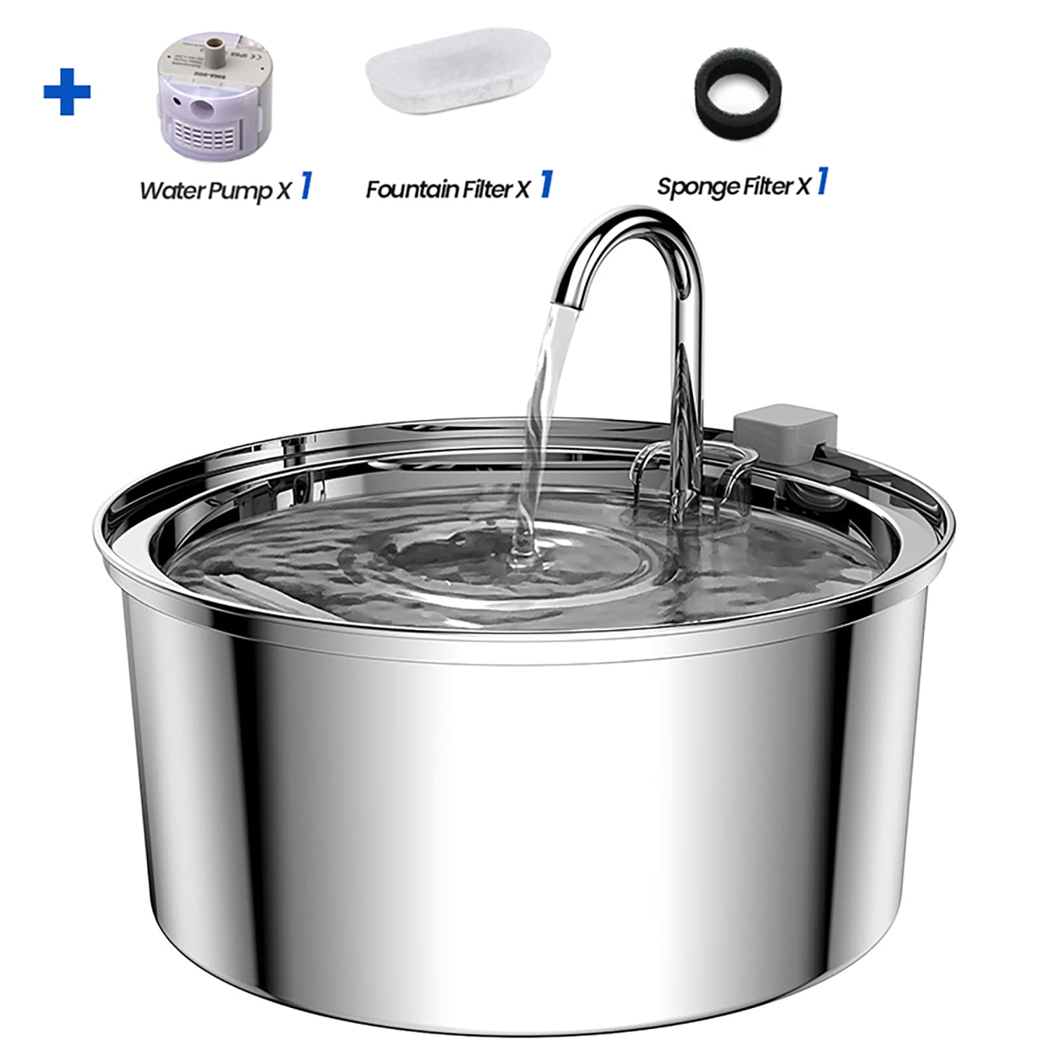 Petavista 3.2L/108oz Stainless Steel Cat Water fountain with Slient pump Suitable for cats and dogs