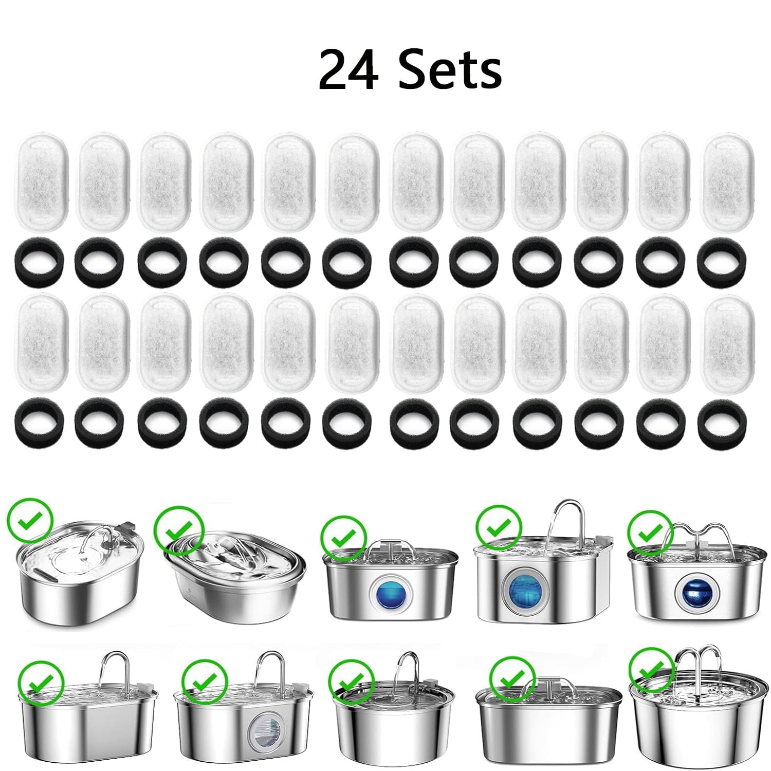 Petavista 48 Pcs Cat Water Fountain Replacement Filters Activated ...