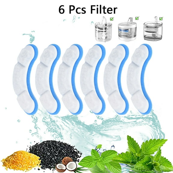 Petavista 6 Pcs Cat Fountain Replacement Filters Carbon Filter for Dog Cats Easy to Use