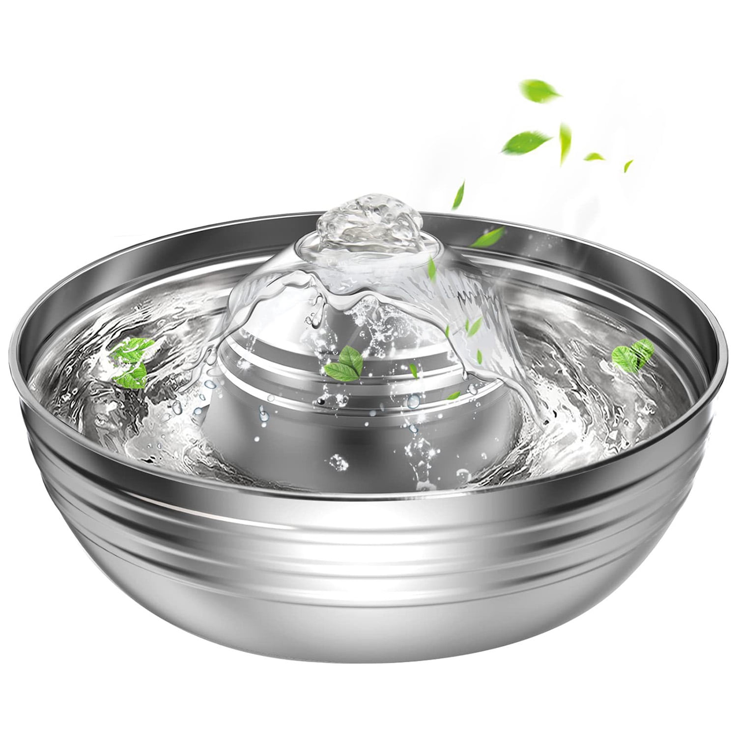 Petavista Stainless Steel Cat Water Fountain 2L/67oz Pet Water Dispenser with Quiet Pump and Multi-Filtration Pet Drinking Fountain for Cats and Dogs