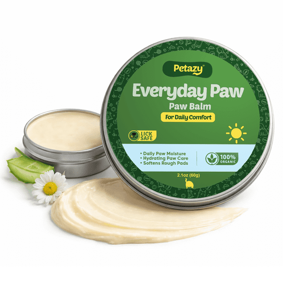 Petazy Everyday Paw Balm for Dogs – Organic Moisturizing Balm with Beeswax & Vitamin E, Protects and Heals Dry Cracked Paws, Safe for Daily Use