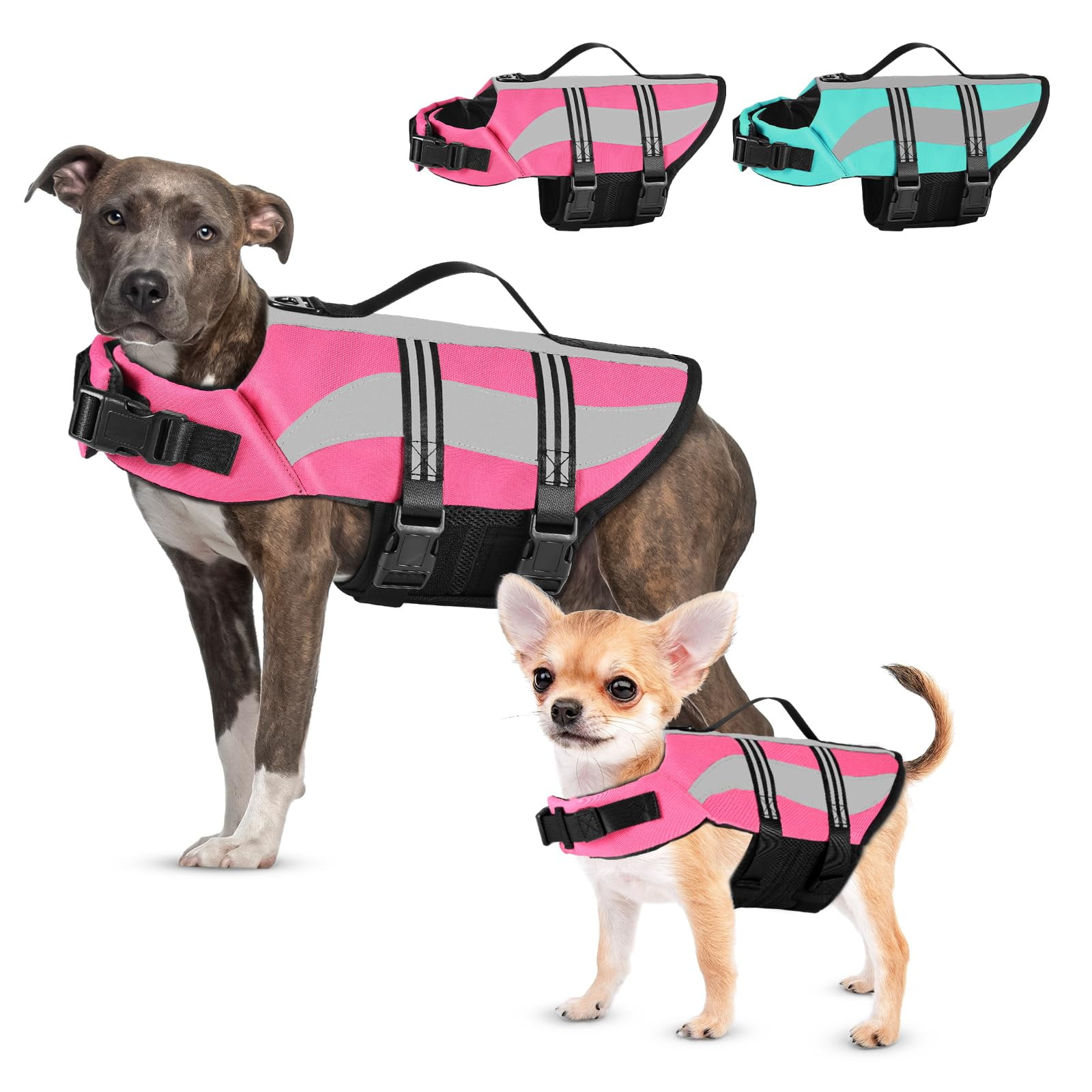 Petbank Dog Life Jacket DHF10 with Reflective Stripes, Adjustable High