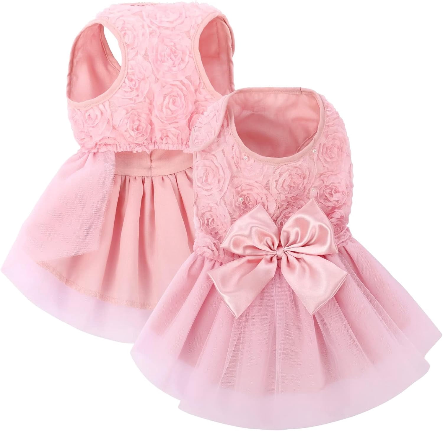 Petbb Dog Dress Pet Wedding Dress Princess Lace Puppy Birthday Party Outfit Formal Apparel Girl for Small Medium Dogs Cats (Small, Pink)