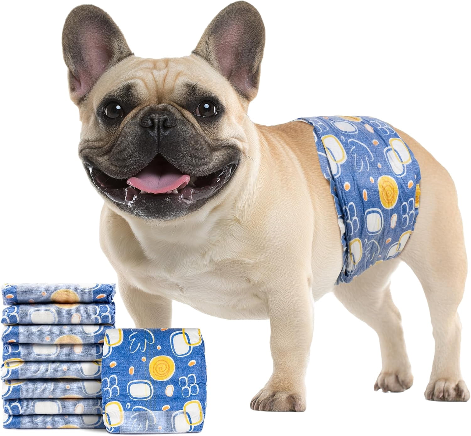 Petbb Male Dog Diapers, Disposable Male Dog Wraps with Wetness Indicator, Super Absorbent | Leak Proof Doggie Diapers for Incontinence, Marking, Puppy Training, M,18-25-inch Waist, 30 Counts