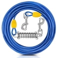 thumbnail image 1 of Petbobi 30ft Dog Tie Out Cable Chain for Dogs up to 120lbs Safety Steel Spring Reflective Vinyl-Covered PVC Large Dog Tether Runner Lead Leash for Outdoor Camping Ground, Blue, 1 of 6