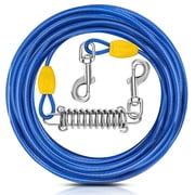 Petbobi 30ft Dog Tie Out Cable Chain for Dogs up to 120lbs Safety Steel Spring Reflective Vinyl-Covered PVC Large Dog Tether Runner Lead Leash for Outdoor Camping Ground, Blue
