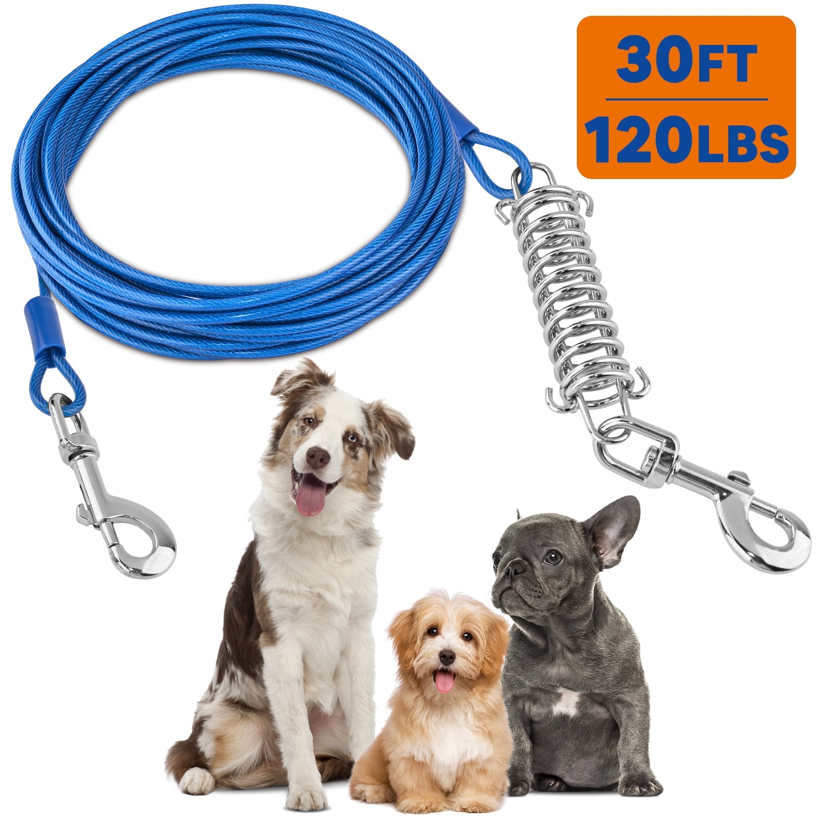 Petbobi 30ft Heavy Duty Dog Tie Out Cable for Larg