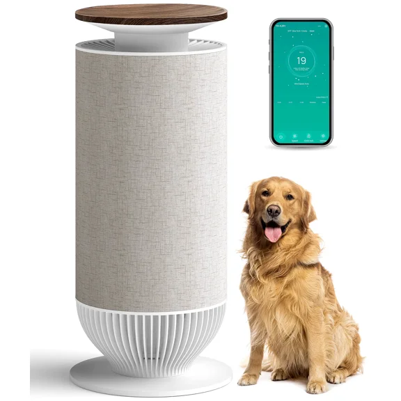 Petbobi Air Purifiers for Home Large Room, H13 True HEPA Air Purifiers for Home Pet Hair Dander Odor Pollen, Air Cleaner with 360 Air Intake, PM2.5 Monitor, Smart App Control, Quiet Operation