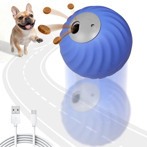 Petbobi Automatic Rechargeable Interactive Dog Ball with Active Rolling Treat Dispensing for Small Medium Dogs, 2.87" Blue