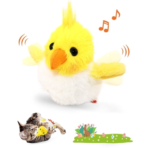 Petbobi Cat Toys Flapping Bird Rechargeable Interactive Cat Toy with Catnip Vibration Sensor Toy for All Breeds, Yellow
