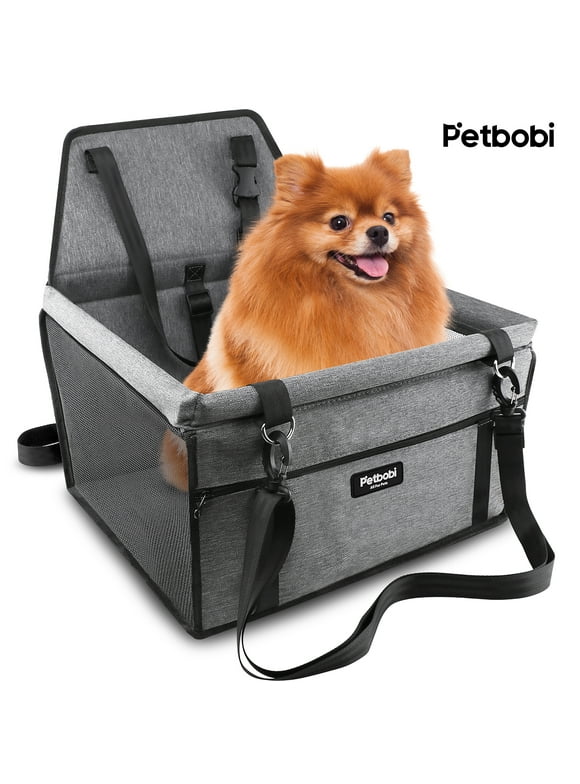 Petbobi Dog Car Seat Waterproof and Portable Pet Booster Carrier Seat with Safety Clip-On Leash and PVC Support Pipe for Small/ Medium Dog up to 15lbs