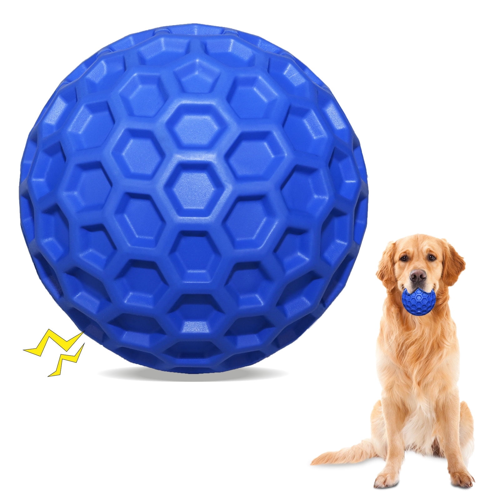 Petbobi Dog Squeaky Balls, Dog Toys for Aggressive Chewers Natural Rubber Interactive Dog Toy Ball for Medium Large Dog, Blue