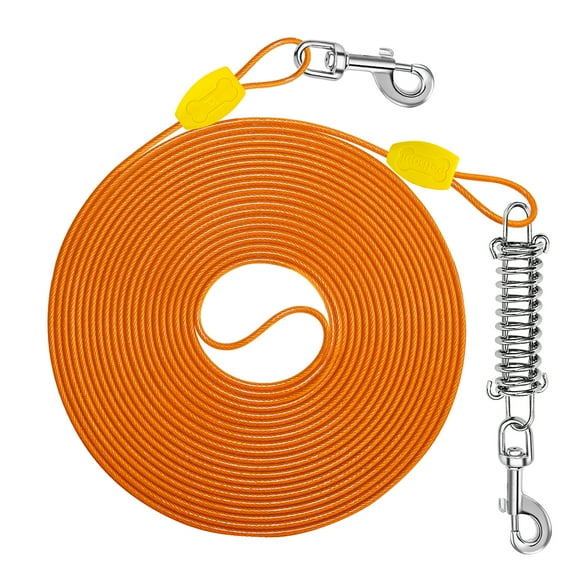 Petbobi Dog Tie Out Cable, 30ft Dog Runner for Yard Chew Proof Wire Rope for Large Dogs up to 120LBS