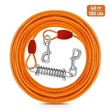 Petbobi Dog Tie Out Cable, 40ft Dog Runner for Yard Chew Proof Wire Rope for Large Dogs up to 120LBS
