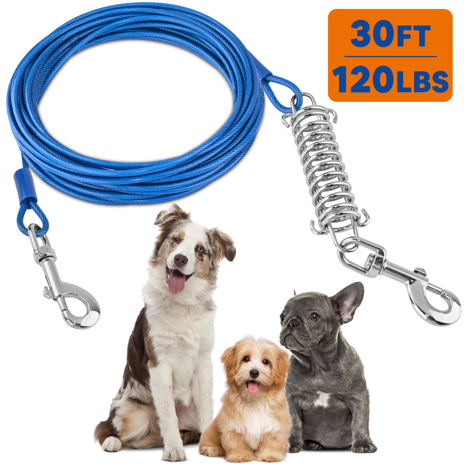 Petbobi Dog Runner for Yard 50FT, Dog Tie Out Cable for Camping