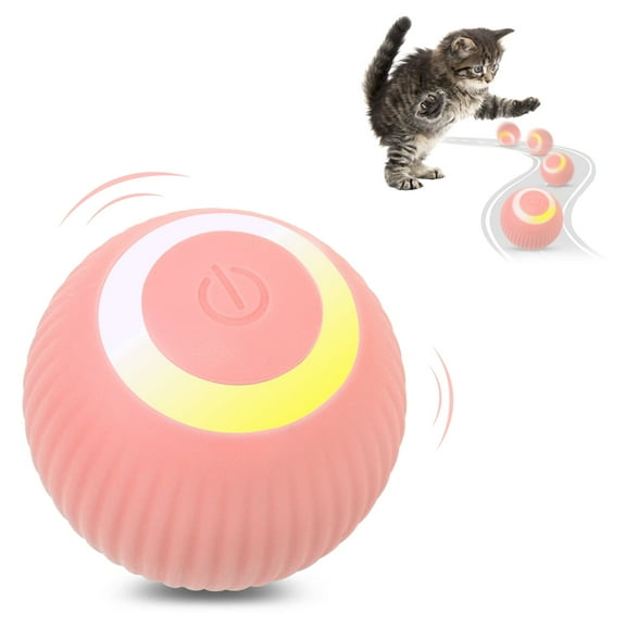 Petbobi Interactive Cat Toys Ball Automatic Rolling & USB Rechargeable with LED Light for Indoor Playing, Pink