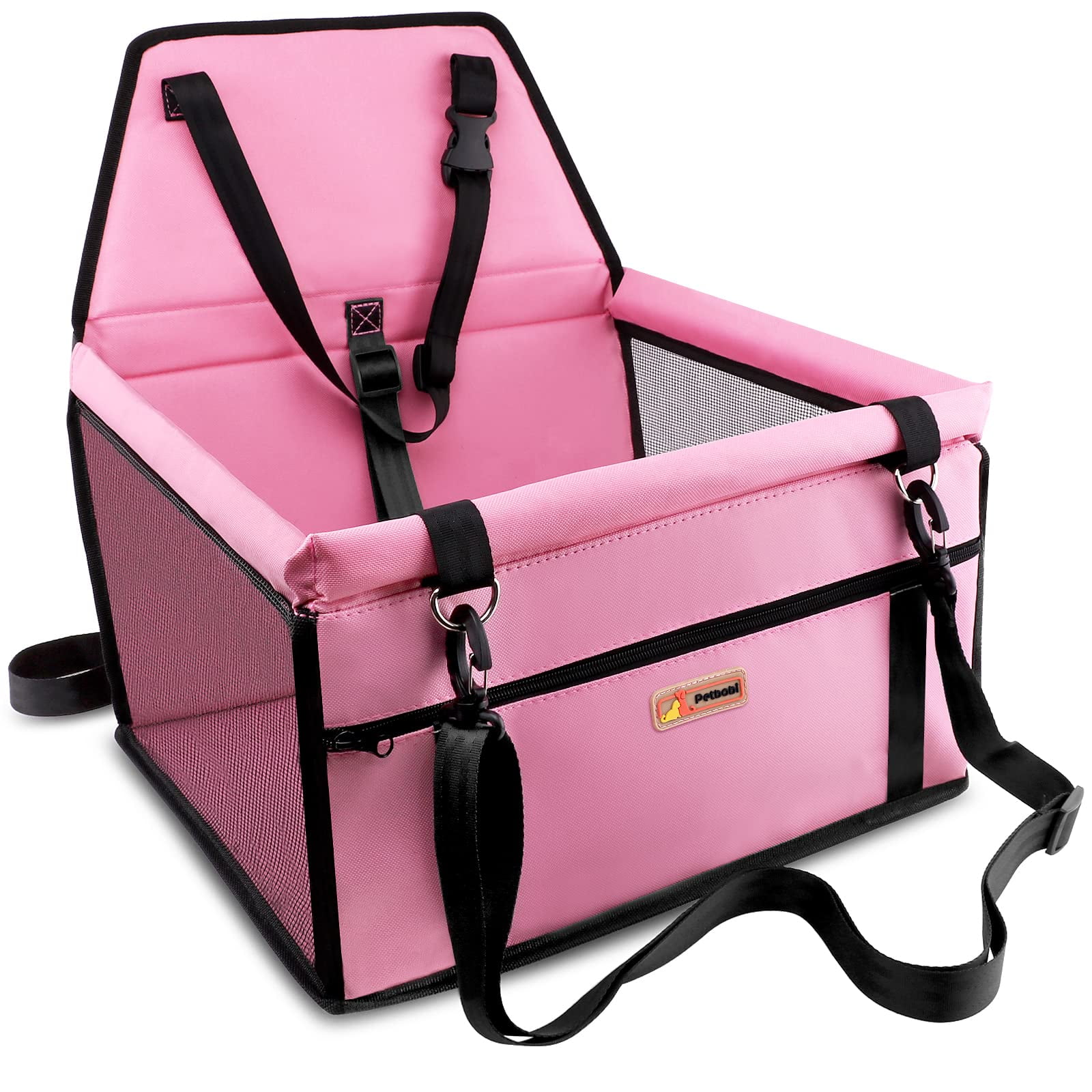 Pink Soft-Sided Pet Car Booster Seat for Small Pets