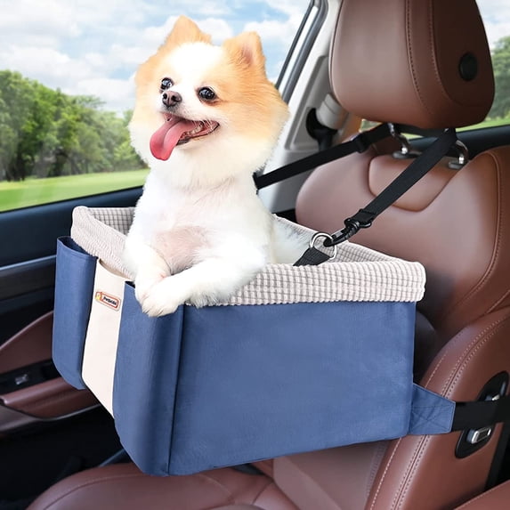 Petbobi Plush Dog Car Booster Seats Dog Travels Bag for Small Medium Dogs Up to 60LBS, Holiday Gift with Thick Seat Belt