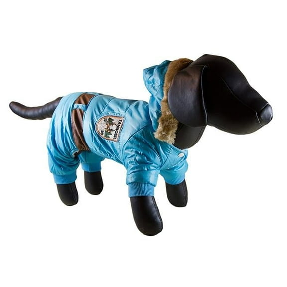 Petcessory DW03AL Light Blue Warm Parka 4-Leg Dog Hoodie Jacket - Large