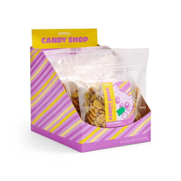 Petco Cat Candy Shop Little Fishies Chicken, Tuna & Salmon Flavors Treats for Cats, 3 oz., Case of 6
