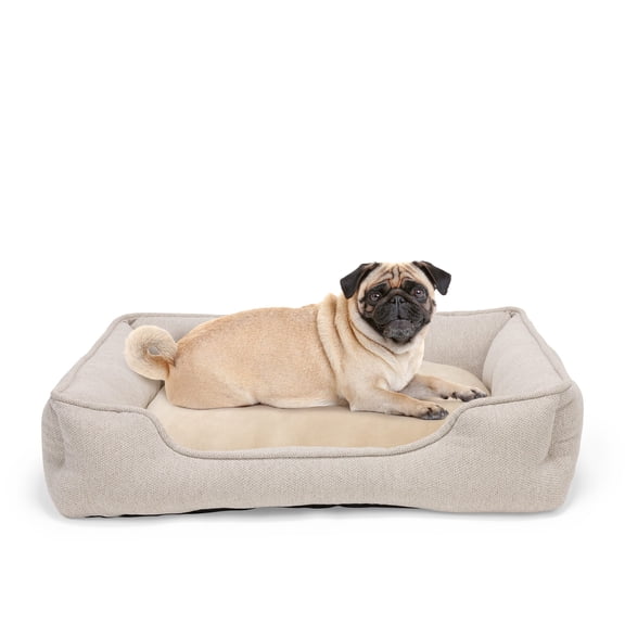 Petco Taupe Bolster Box Dog Bed Small 22" L x 18" W x 6" H
