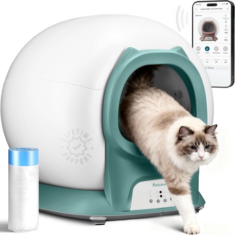 Petcove Automatic Litter Box Self Cleaning for Cats with App Control – Smart Cat Litter Box, Odor Control, for Multiple Cats - Teal