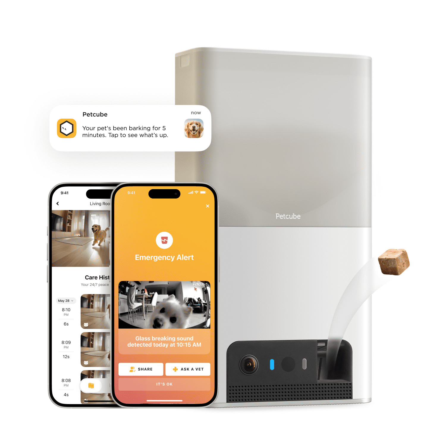 Petcube Bites 2 Lite WiFi Pet Camera with Treat Dispenser, 1080p HD Video, Two-Way Audio, Night Vision, Motion & Sound Alerts, Dog & Cat Monitor with App